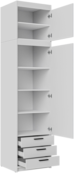 Kleiderschrank Elena 1D3S + Schrankaufsatz (Farbe: Weiß) Bild 3