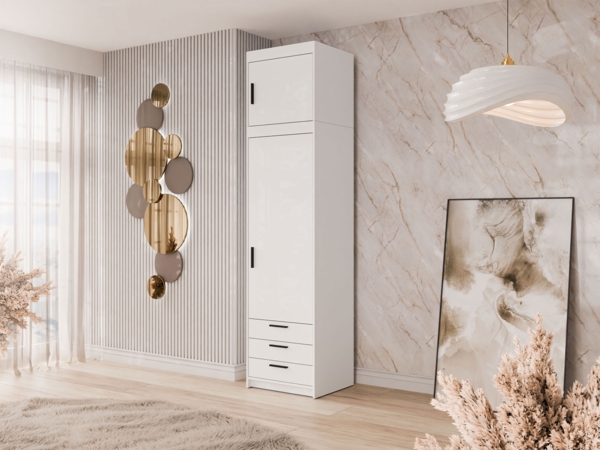 Kleiderschrank Elena 1D3S + Schrankaufsatz (Farbe: Weiß) Bild 2