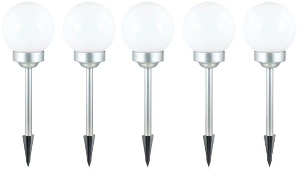 5x LED Solarleuchte, Kugel weiß, DM 15 cm, H42,5 cm