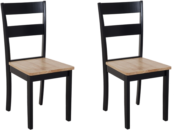 Esszimmerstuhl Holz hellbraun / schwarz 2er Set GEORGIA