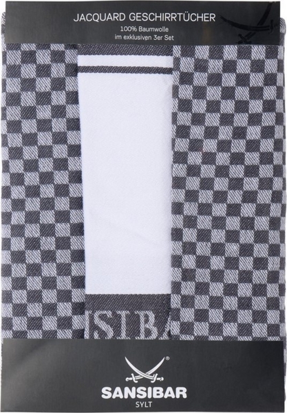 Sansibar Sylt Geschirrtuch Geschirrtücher-Set, 3-tlg, 50x70 cm, 100% Baumwolle, Premium Qualität, (Set, 3x Geschirrtuch, 50x70 cm, zwei verschiedene Designs), Jacquardgewebe, zwei verschiedene Motive