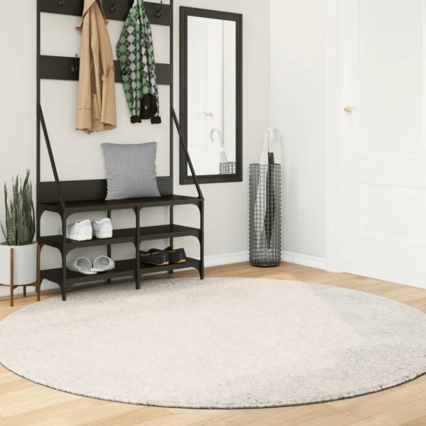 vidaXL Teppich ISTAN Hochflor Glänzend Creme Ø 200 cm 375673