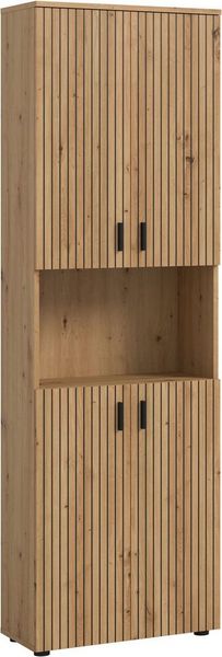 welltime Hochschrank MANI, Höhe: 192 cm, Paneeloptik, 1 offenes Fach, 8 Fächer Hochschrank, Bad-Hochschrank, Bad-Schrank, Bad, Badezimmer