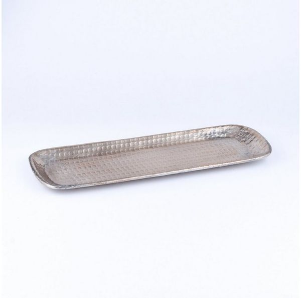 Marrakesch Orient & Mediterran Interior Dekotablett Vintage Tablett Kerzentablett Deko Hedye Silber 30cm, Handarbeit