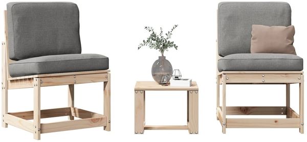 vidaXL 3-tlg. Garten-Lounge-Set Massivholz Kiefer 832620