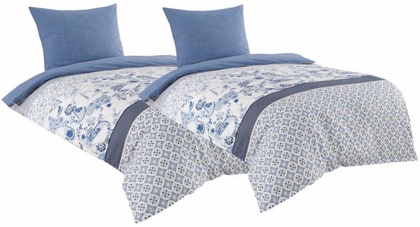 Visaggio Bettwäsche 100% Baumwolle Bettbezug Set in 6 Größen, Renforcé, 4 teilig, moderne Wendebettwäsche Paisleymuster und Streifen