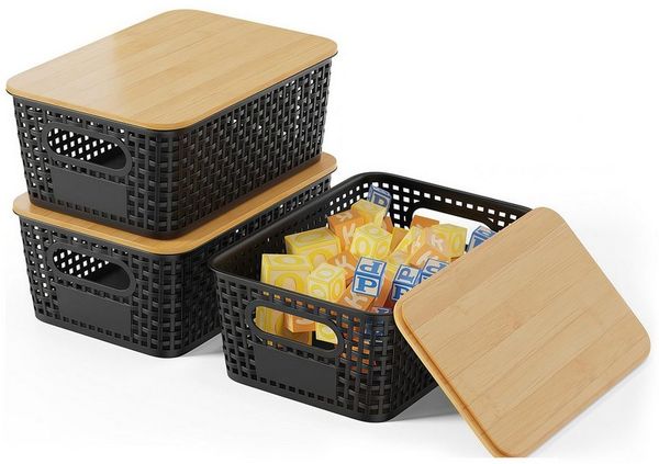 GLIESE Aufbewahrungsbox Kartoffel Aufbewahrungsbox mit Bambusdeckel Küche Aufbewahrung (3 St)