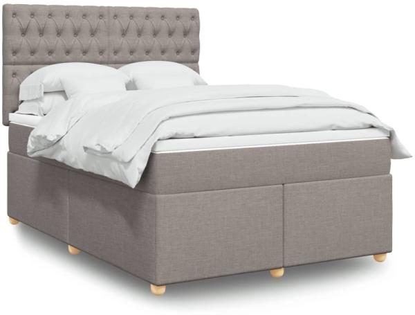 vidaXL Boxspringbett mit Matratze Taupe 160x200 cm Stoff 3293642