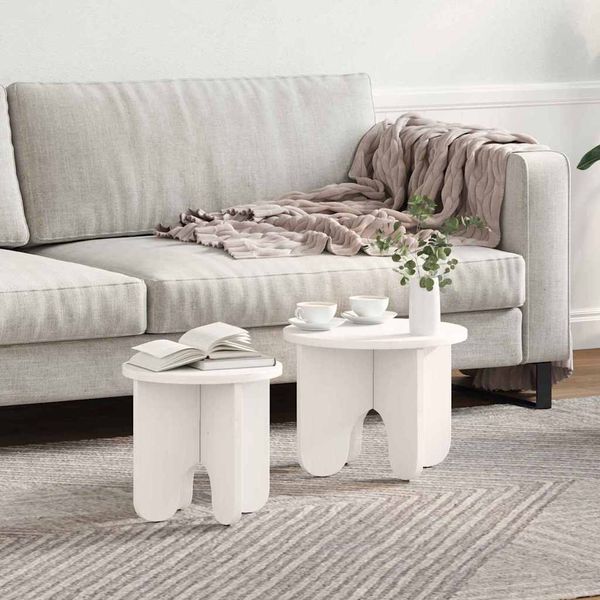 vidaXL Couchtisch 2 pcs Weiß Massivholz Kiefer 873554