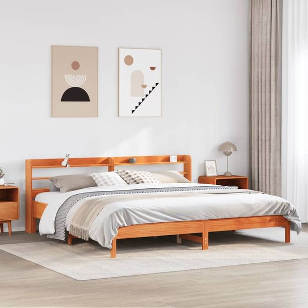 vidaXL Massivholzbett ohne Matratze Wachsbraun 200x200 Kiefernholz 3306878