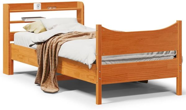 vidaXL Massivholzbett mit Kopfteil Wachsbraun 75x190 cm Kiefer 3307070
