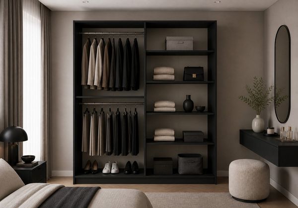 MOEBLO Drehtürenschrank Glamy 4D (Moderner 4-türiger Kleiderschrank mit viel Stauraum, Einlegeböden – Ideal für Schlafzimmer, Ankleidezimmer oder Jugendzimmer, Schrank Garderobe Drehtürenschrank) (BxHxT): 200 cm x 210 cm x 57 cm