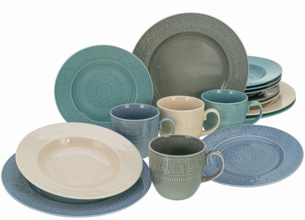 CreaTable 23817 Kombiservice Classico Colors für 4 Personen, Porzellan, mehrfarbig (1 Set, 16-teilig)