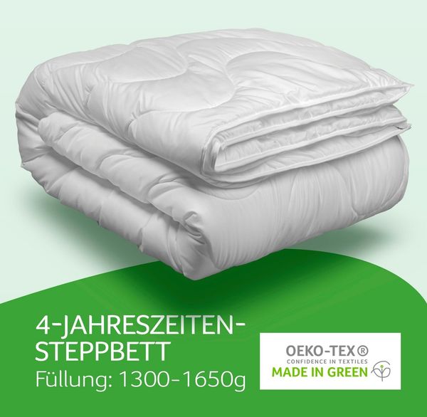John Cotton Microfaserbettdecke Julia, Bettdecken für Sommer und Winter, Füllung: Polyester, Bezug: 100% Polyester, Bettdecke 135x200 cm, 155x220 cm, Made in Green, Decke