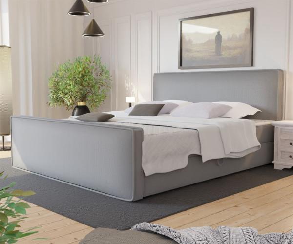 Boxspringbett Schlafzimmerbett CELES 140x220cm Stoff Brooklyn Zementgrau