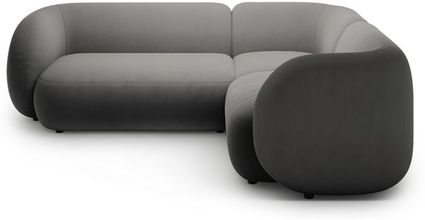 Micadoni Ecksofa Kate 4-Sitzer Rechts Samt Dunkelgrau Bild 2