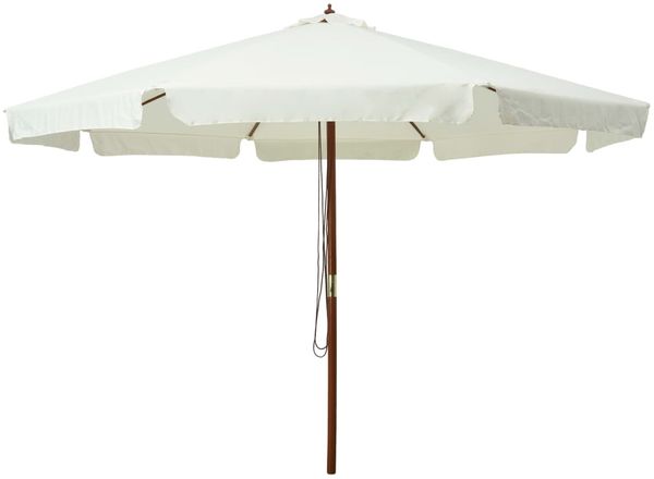 Sonnenschirm | Terrassenschirm | Gartenschirm mit Holzmast 330 cm Sandweiß