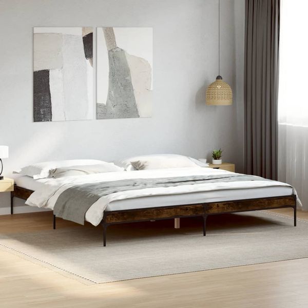 vidaXL Bettgestell Räuchereiche 200x200 cm Holzwerkstoff und Metall 844998