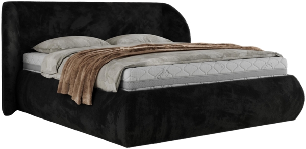 Polsterbett mit Lattenrost, Doppelbett Bettkasten, Bettgestell mit Gasdruckfeder - CAELA CLASSIC - 140 x 200 cm - Schwarz Plüsch Bild 5