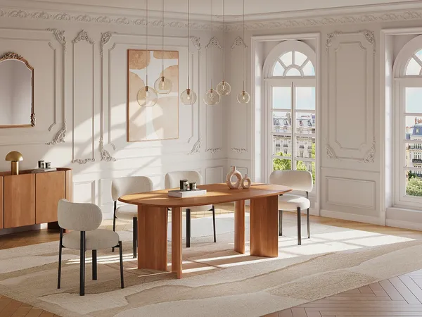 Vente-unique - ISLARA Esstisch Holz, Platte Beige - B 100 cm x H 76 cm x L 200 cm
