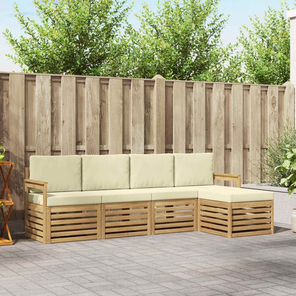 vidaXL Outdoor-Sofagarnitur 5 pcs Weiß und Creme 249 x 122,5 x 73 cm 3391660