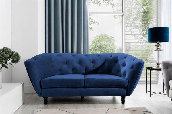 Sofa Designersofa CHARLOTTE 2-Sitzer in Stoff Matt Velvet Dunkelblau