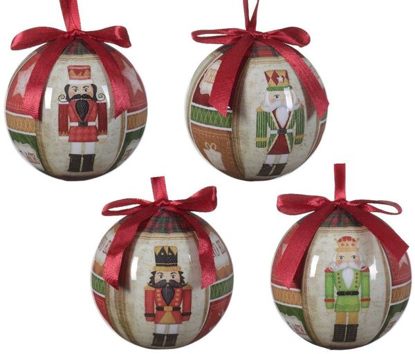 Kaemingk Weihnachtsbaumkugel, Weihnachtskugeln Kunststoff 8cm Nussknacker Motiv 1 Stück sortiert Rot