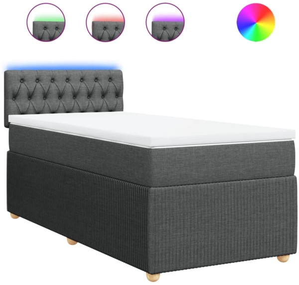 vidaXL Boxspringbett mit Matratze Dunkelgrau 90x190 cm Stoff 3289619