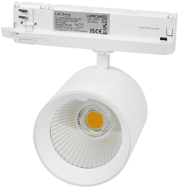 LUMICANTO Schienenlicht 6-20W Einstellbar CCT | IP20 Schutzart | CCT einstellbare Farben 3000-6000K | 3 Phasen, Weiß