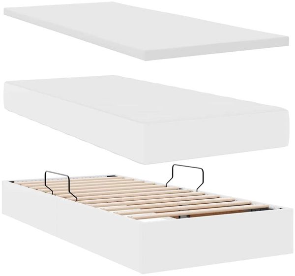vidaXL Bett mit Stauraum und LED Reinweiß 90 x 200 cm Kunstleder 3372286 Bild 9