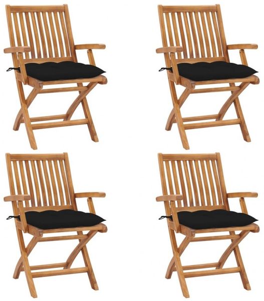 Klappbare Gartenstühle mit Kissen 4 Stk. Massivholz Teak