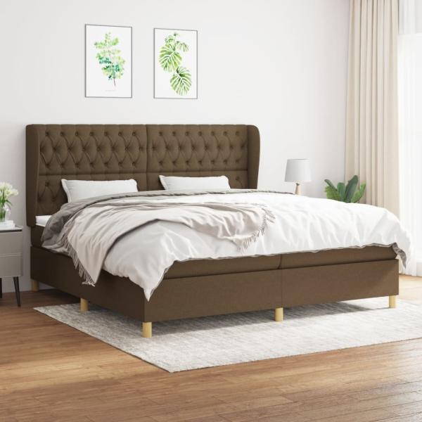 Boxspringbett mit Matratze Stoff Dunkelbraun 200 x 200 cm, Härtegrad: H2 [3128792]