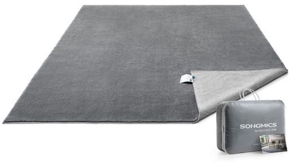 Songmics Teppich, 200x290 cm, Wohnzimmerteppich, Rutschfester Teppich, Dekoration, für Wohnzimmer, Schlafzimmer, Kinderzimmer, maschinenwaschbar, Super Soft, modern, Taubengrau Bild 2