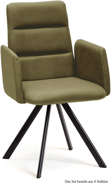 Armlehnstuhl drehbar (8er-Set) Desta 52 x 92 x 60 Schwarz/Olivgrün