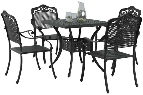 vidaXL Gartentisch Set 5 pcs Schwarz Gussaluminium 3334745 Bild 3
