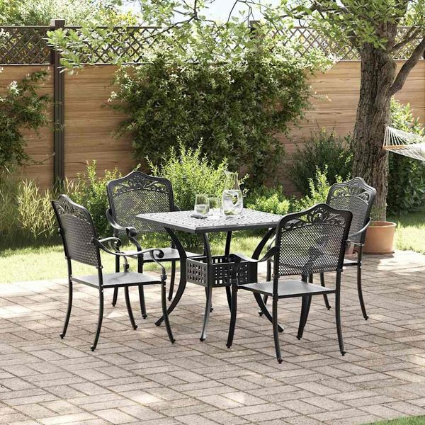 vidaXL Gartentisch Set 5 pcs Schwarz Gussaluminium 3334745