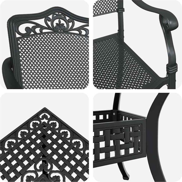 vidaXL Gartentisch Set 5 pcs Schwarz Gussaluminium 3334745 Bild 11