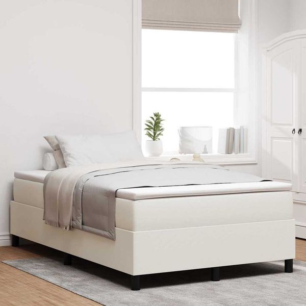 vidaXL Boxspringbett Creme und Weiß 120 x 190 cm Cordstoff 3337454