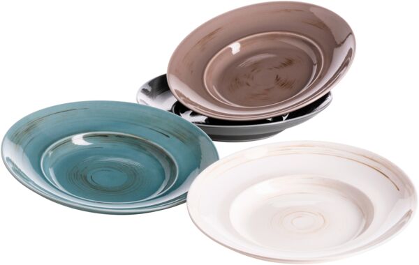 Mäser 931449 Derby Premium Pastateller Set, Spaghetti-Teller, Durable Porzellan, pastellfarben, 4-teilig (1 Set)
