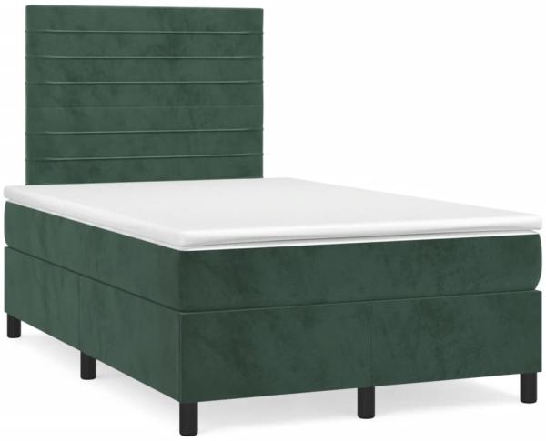 vidaXL Boxspringbett mit Matratze Dunkelgrün 120x190 cm Samt 3270004