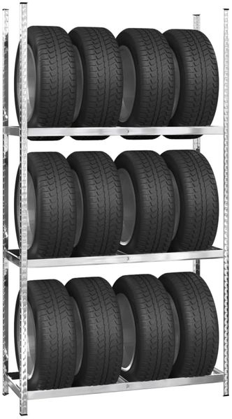 vidaXL Reifenregale mit 3 Böden 2 Stk. Silbern 110x40x200 cm Stahl 152896 Bild 3