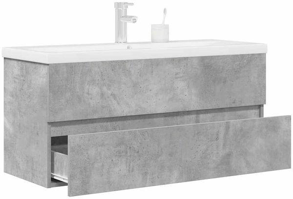 vidaXL 2-tlg. Badmöbel-Set Betongrau Holzwerkstoff 3324917