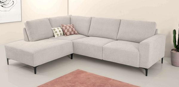 Home affaire Ecksofa Tournon, L-Form, Breite 256 cm, Webstoff, Chenille, Designsofa im nordischen Stil, Wellenunterfederung, Metallfüße
