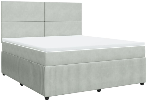 vidaXL Boxspringbett mit Matratze Hellgrau 180x200 cm Samt 3292400