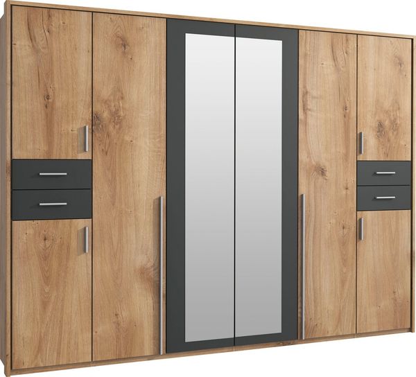 Kleiderschrank Vegas Schlafzimmerschrank Ausführung Plankeneiche / graphit