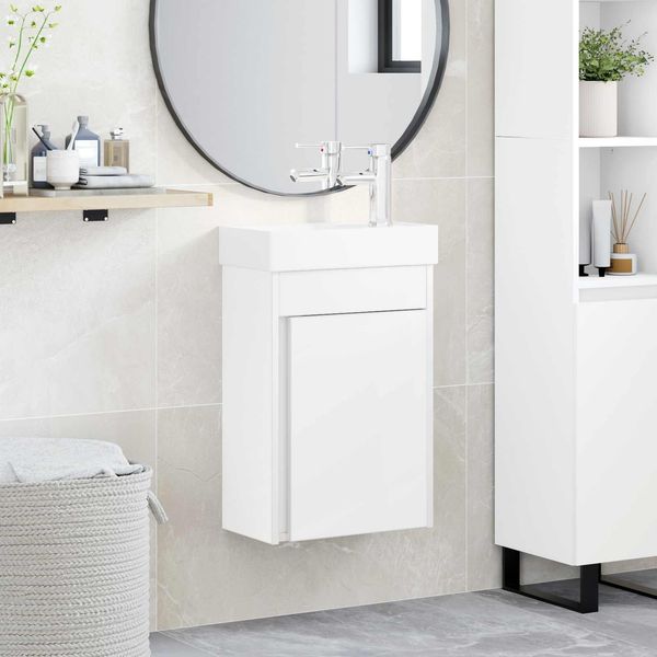 vidaXL Badezimmer Waschtischunterschrank mit Wasserhahn Weiß 889521
