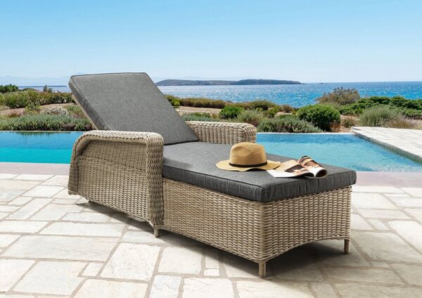 Destiny Gartenliege CASA, Hochwertiges Polyrattan, mit Rollen, verstellbar, inkl. Auflage
