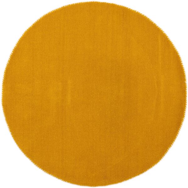 carpetfine Wollteppich Gabbeh Lola Uni, rund, Höhe: 14 mm, mit natürlichem Pflanzenmaterial von Hand gewebt, auch als Läufer