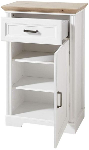 Garderobe Set JASMIN3 5tlg Hochschrank Paneel Spiegel Kommode Bank Landhaus weiß Bild 5