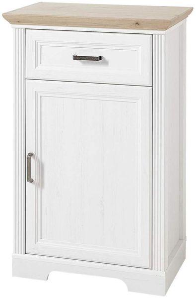 Garderobe Set JASMIN3 5tlg Hochschrank Paneel Spiegel Kommode Bank Landhaus weiß Bild 4